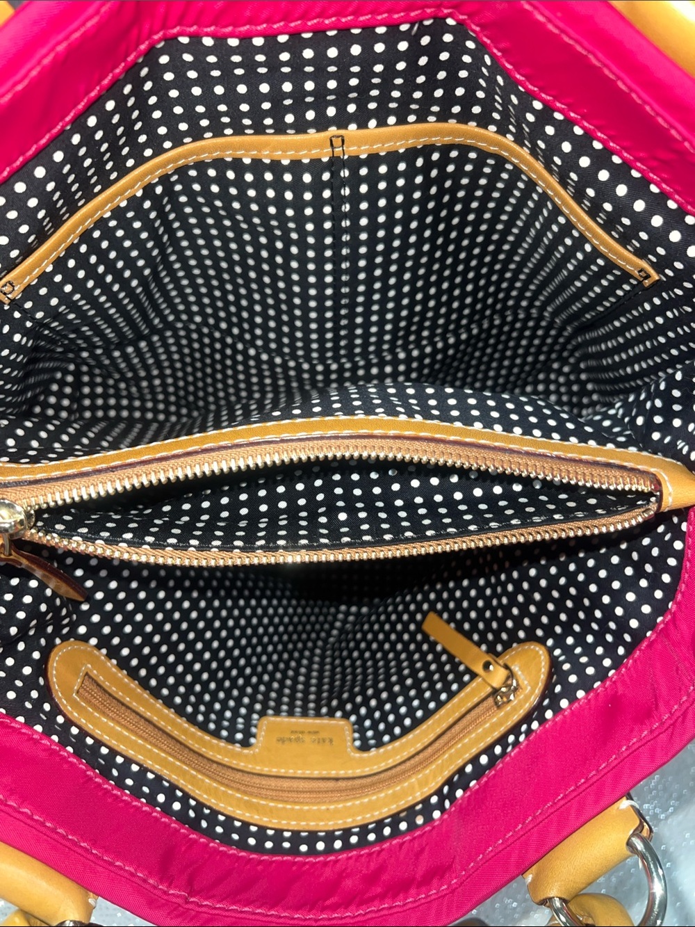 kate spade  bag in raspberry pink with tan leather straps-EUC - Picture 5 of 5